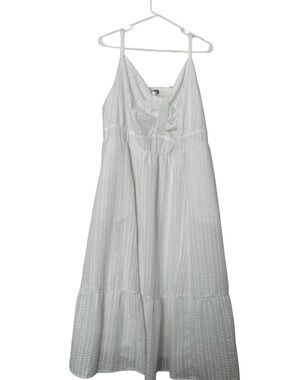 Torrid Midi Seerucker Cut Out Detail Halter Dress Cloud Dancer (size -3X)